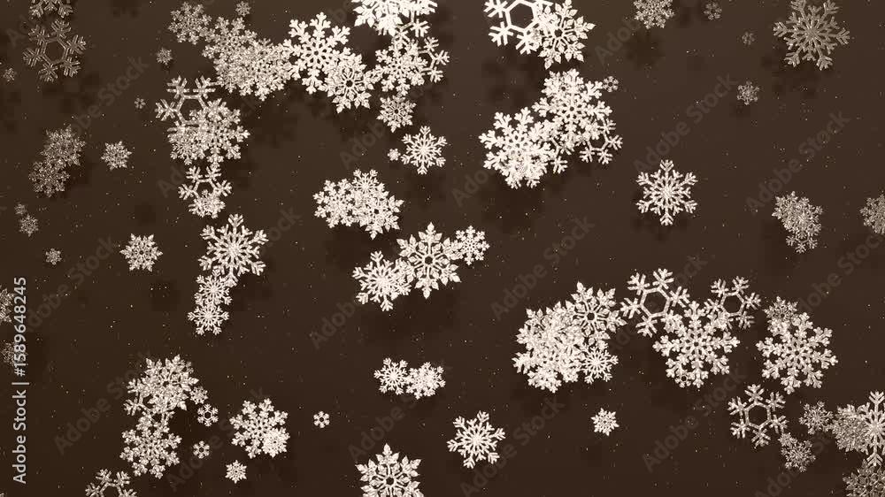 Falling Snowflakes on Brown: Delicate snowflakes gently descend against a rich brown background, evoking a serene winter atmosphere. Falling Snowflakes on Brown: Delicate snowflakes gently descend against a rich brown background, evoking a serene winter atmosphere.
