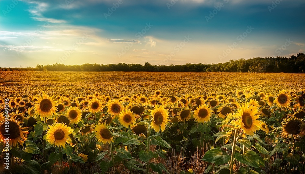 Obraz premium exploring the radiant beauty of sunflowers a field of sunshine capturing the essence of summer in the great outdoors