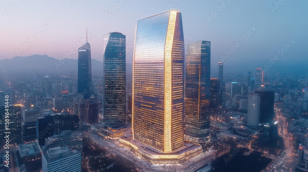 Obraz premium Cityscape: Modern Towers at Dusk