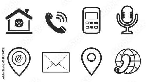 Black Website Communication Vector Icons Set communication icons