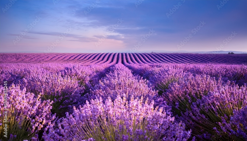 Obraz premium infinite lavender fields with purple and violet flowers closeup