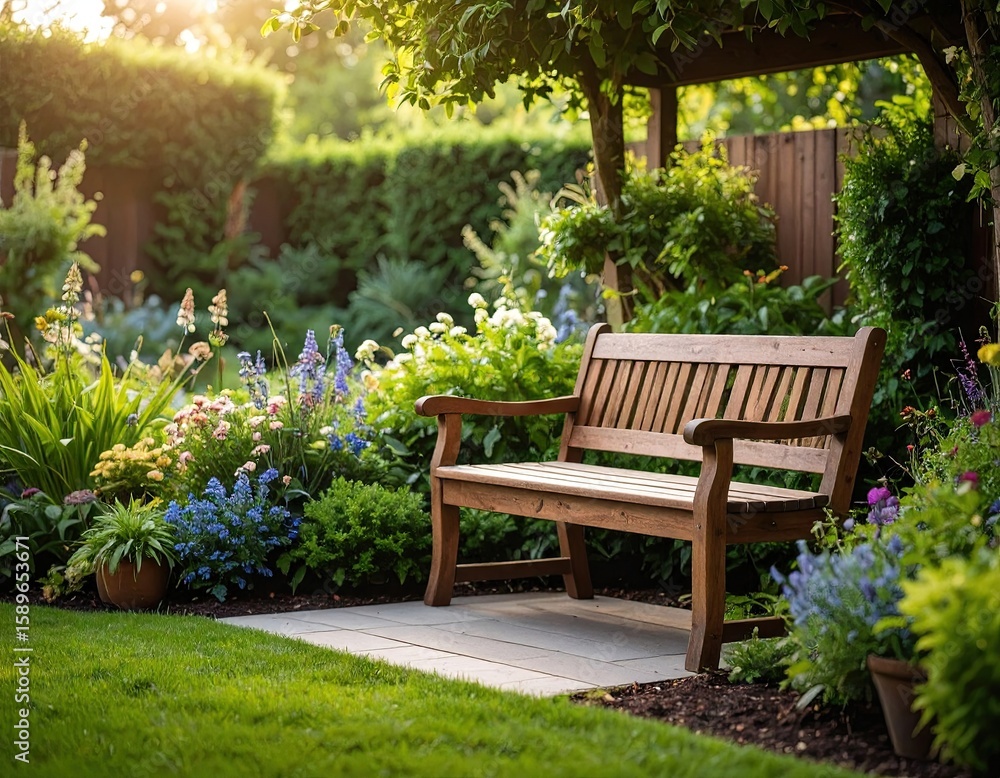 Obraz premium Sunlit garden bench