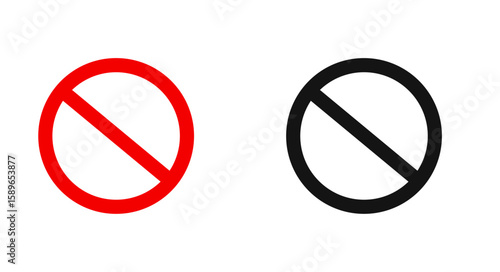 red and black Not allowed sign isolated on white background - stock vector