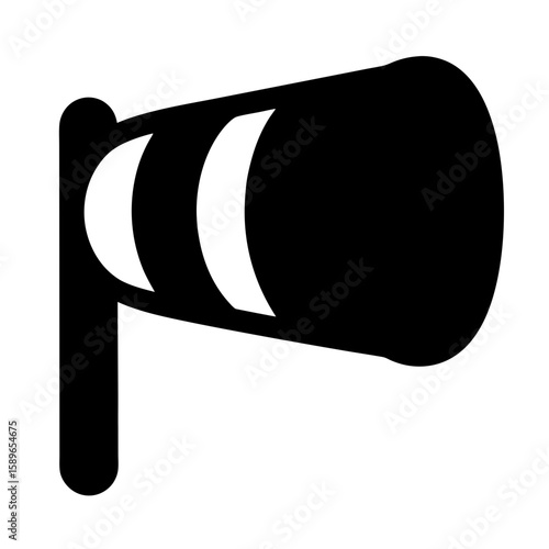 Simple Silhouette of a Windsock Indicating Wind Direction and Strength