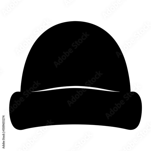 Simple black winter beanie hat for keeping warm in cold season