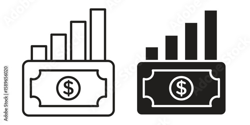 capital gain icon vector illustration logo template in filled, outline