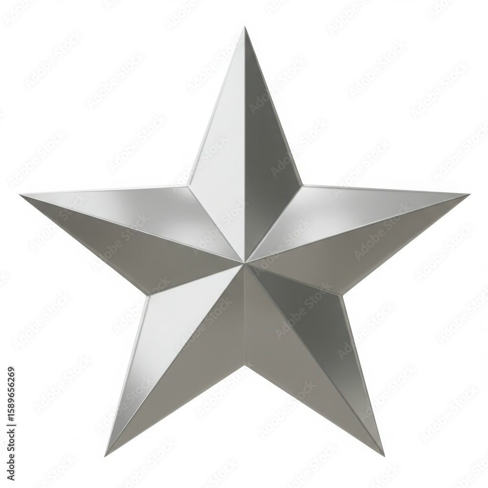 Fototapeta premium Shiny silver star isolated on white background