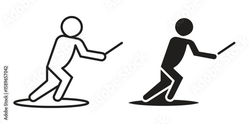 Wakeboarding icon vector illustration logo template in filled, outline