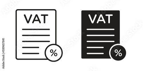 Value added tax VAT icon vector illustration logo template in filled, outline