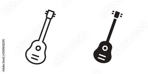 Ukulele icon vector illustration logo template in filled, outline