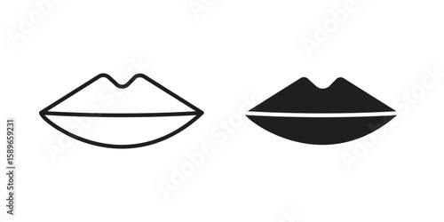 Thin lips icon vector illustration logo template in filled, outline