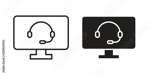Tech support icon vector illustration logo template in filled, outline