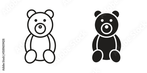 Teddy bear icon vector illustration logo template in filled, outline
