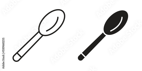 Spoon icon vector illustration logo template in filled, outline