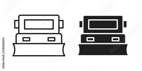 Snowplow icon vector illustration logo template in filled, outline