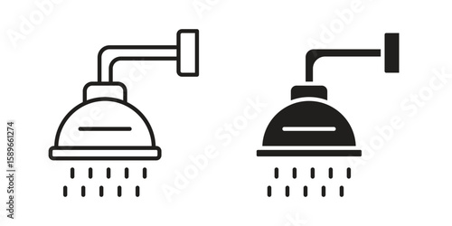 Shower Head icon vector illustration logo template in filled, outline