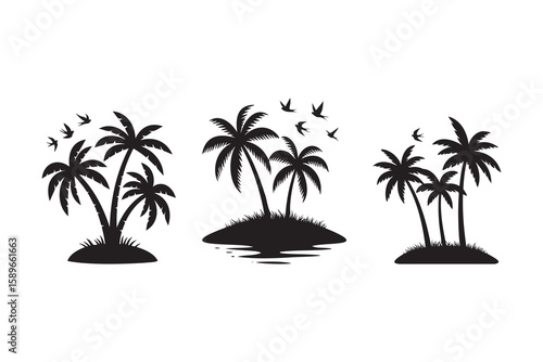 Wallpaper Mural Palm tree silhouette icon in tropical beach style black minimal illustration isolated on white Torontodigital.ca