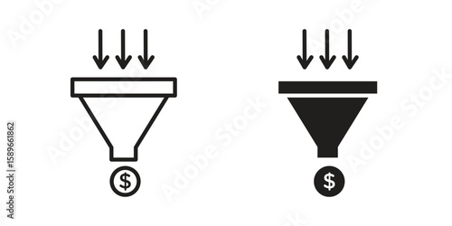 Sales funnel icon vector illustration logo template in filled, outline