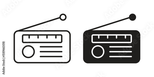 Radio icon vector illustration logo template in filled, outline