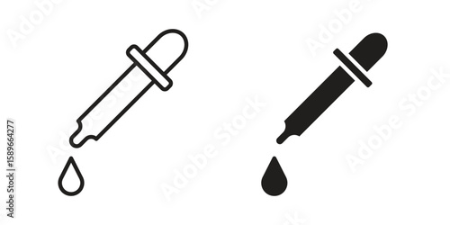 Pipette icon vector illustration logo template in filled, outline