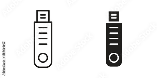 Pendrive icon vector illustration logo template in filled, outline