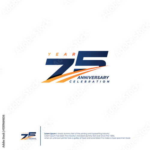 75 Years Anniversary logotype design flat style design template