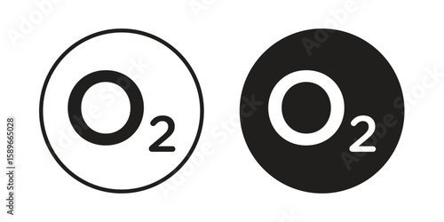 Oxygen O2 icon vector illustration logo template in filled, outline