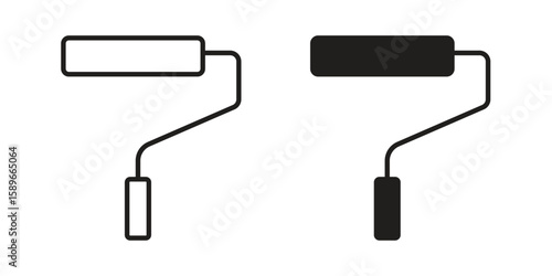Paint roller icon vector illustration logo template in filled, outline