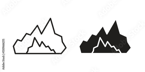 Mountain icon vector illustration logo template in filled, outline
