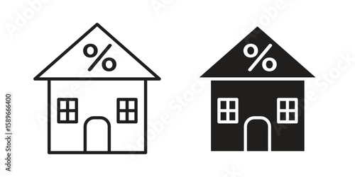 Mortgage rate icon vector illustration logo template in filled, outline
