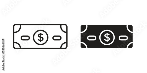 Money icon vector illustration logo template in filled, outline
