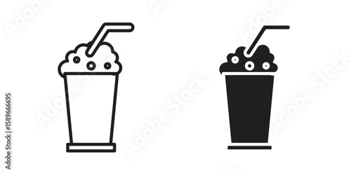 Milkshake icon vector illustration logo template in filled, outline