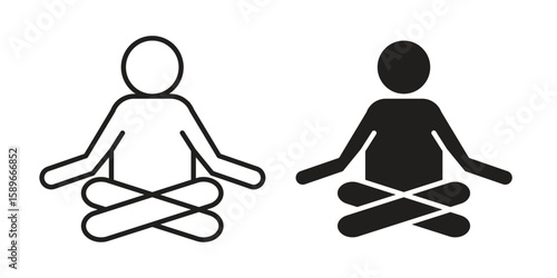 Meditating icon vector illustration logo template in filled, outline