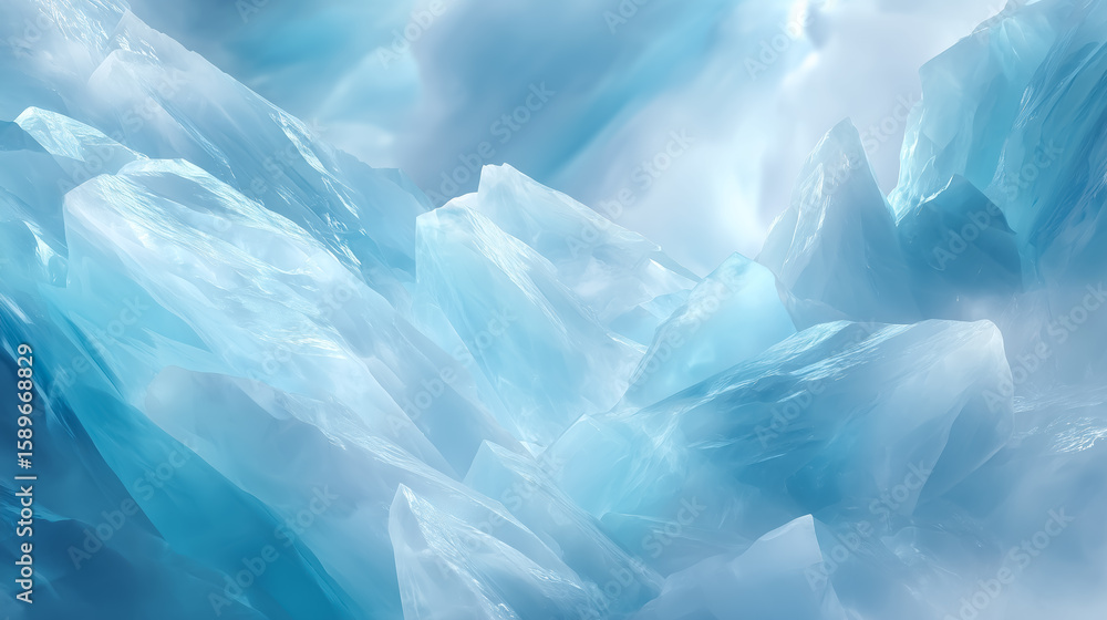 Obraz premium 氷の結晶：冷たさと美しさが織りなす背景