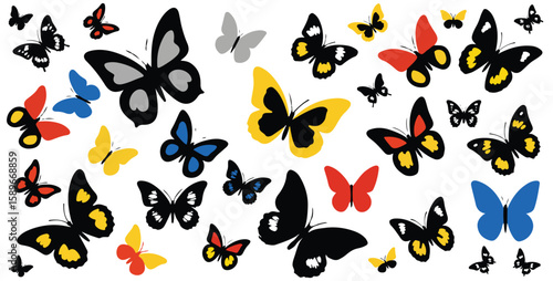 seamless pattern with colorful butterflies vector and illustrator