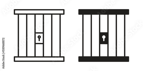 Jail icon vector illustration logo template in filled, outline