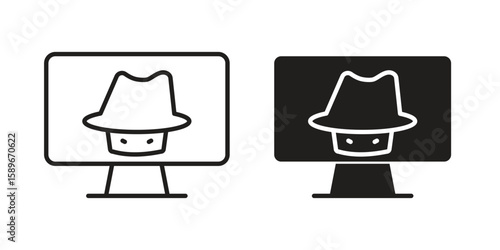 Hacker icon vector illustration logo template in filled, outline
