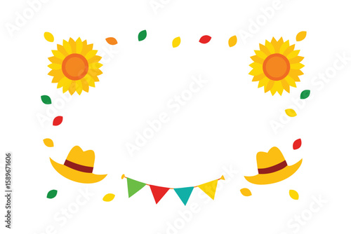Flat Vector Festa Junina Frame With Dancing Figures