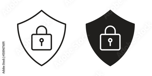 GDPR shield icon vector illustration logo template in filled, outline