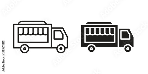 Food truck icon vector illustration logo template in filled, outline