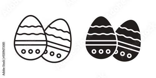 Easter eggs icon vector illustration logo template in filled, outline