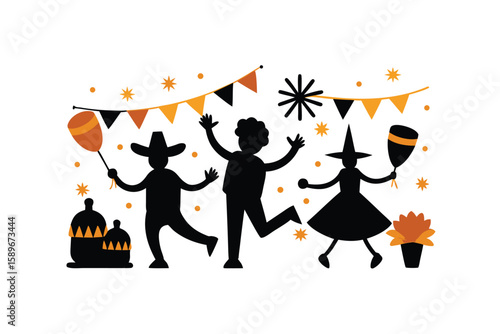 Festa Junina Decorative Vector With Dancing Figures