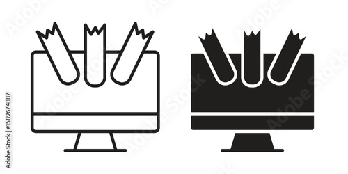 DOS icon vector illustration logo template in filled, outline