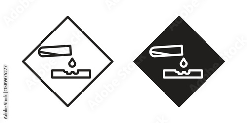 Corrosive substance icon vector illustration logo template in filled, outline