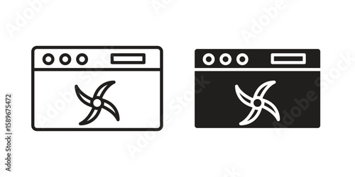 Convection turbofan stove icon vector illustration logo template in filled, outline