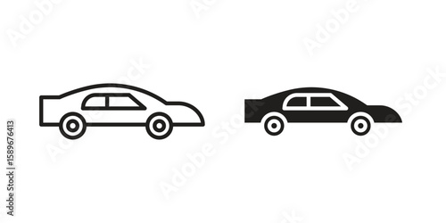 Compact car icon vector illustration logo template in filled, outline