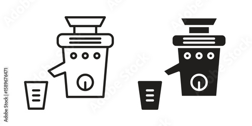 Cold pressed juicer icon vector illustration logo template in filled, outline