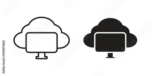 Cloud computing icon vector illustration logo template in filled, outline