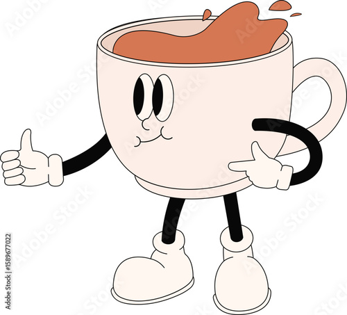 Cartoon Coffee Retro Character 