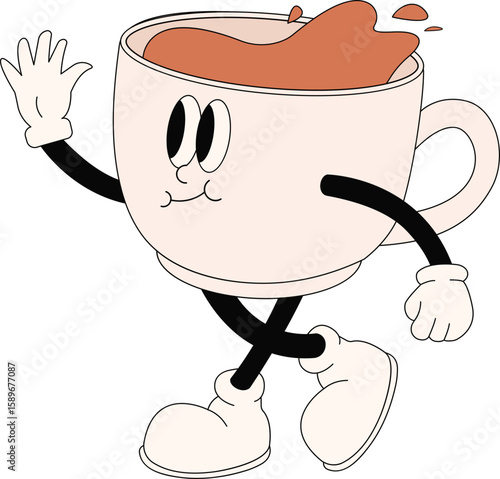 Cartoon Coffee Retro Character 